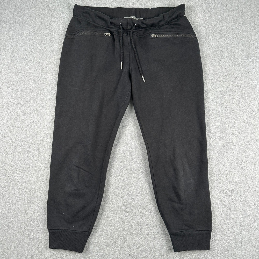 Adidas Joggers Womens M Black Stella McCartney Sweatpants Zipper Pockets Fleece